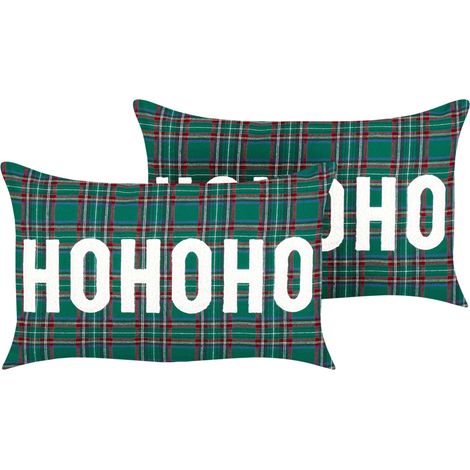 Dekokissen 2er Set JOYCANDY 30 x 50 cm Grün Weihnachtsmotiv