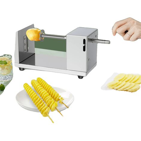 Coupe-pommes de terre en spirale, en acier inoxydable durable, fonctionnement manuel, Argent (1/2)