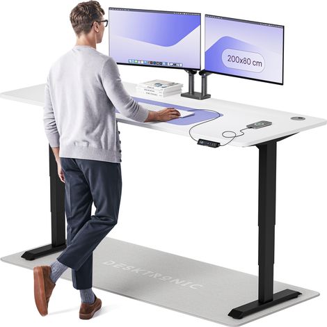 Desktronic Bureau assis debout HomePro - 200x80cm - Noir/Blanc