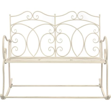 vidaXL Banco de jardín metal blanco envejecido 104 cm (1/2)