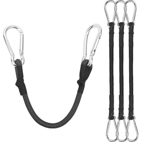 Tendeurs Elastique vec Crochets, Cordon Élastique avec Mousqueton, Sangle Sandow Elastique Tendeurs de Fixation pour Bâches Tente Bagages Voile d'ombrage Vélo, Noirs (4pcs 30cm) (1/5)