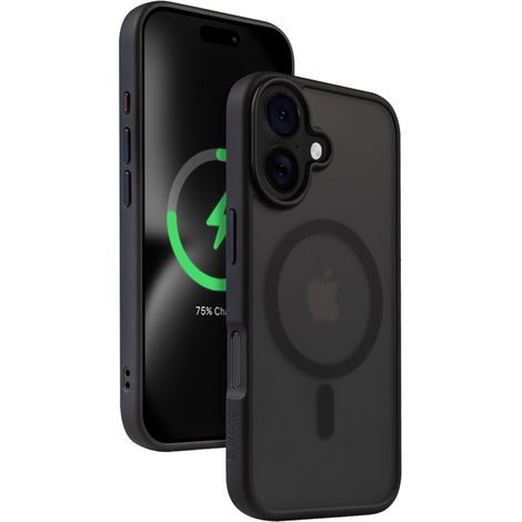 Crong Hybrid Frost MAG Cover - Custodia con MagSafe per iPhone 16 (Nero) (1/5)