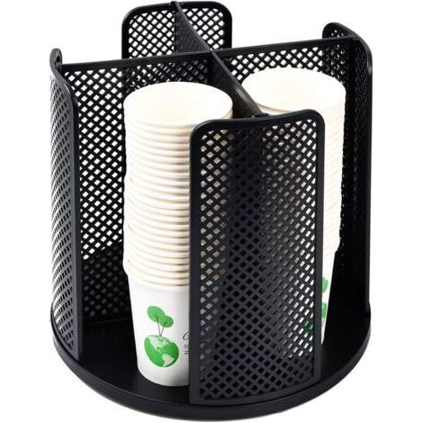 NALOOKAMIC Porte Gobelets en Carton à 4 Compartiments, Support pour Tasse à Café Porte Gobelet Bureau Porte Gobelet Distributeur de Gobelets en Papier Rotatif à 360° pour Café Magasin Maison Bureau Fê