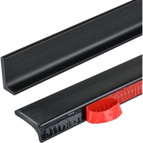 1M Seuil de Douche Silicone Barrage d'eau Bande d'étanchéité Baignoire Barriere De Douche Bande de Retenue d'eau pour Salle de Bain Evier, Noir