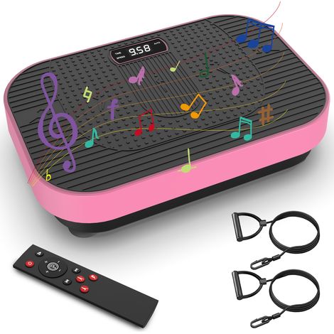 Plataforma vibratoria fitness rosa ABS y acero OKMYHOME