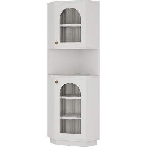 Etagere Meuble Angle 45x45x166 5 cm Blanc Rayonnage Rangement Ouvert et Ferme Etagere Reglables Gain de Place pour Salle de Bain Cuisine Couloir (1/5)