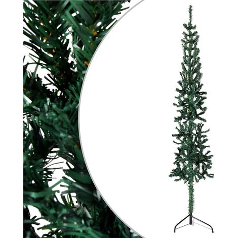 Demi-sapin de Noël artificiel mural peu encombrant en PVC avec support Vert 180 cm (1/5)
