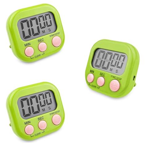 3 Pièces Minuteur de Cuisine Magnétique Blanc, Chronometre avec Grand Écran LCD, Chronomètre et Alarme Digital, Timer Enfant, Compte à Rebours pour Kitchen Cuisson Douche Sport (1/5)