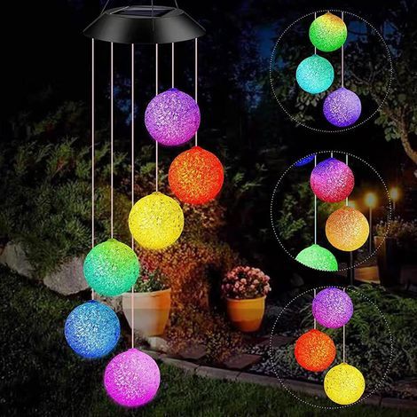 Carillon à LED Solaire à Spirales à Changement De Couleur Pour Jardin Décoration Extérieure Romantique Pour Terrasse, Jardin Avec Crochet Fête des Mères Cadeau (1/4)