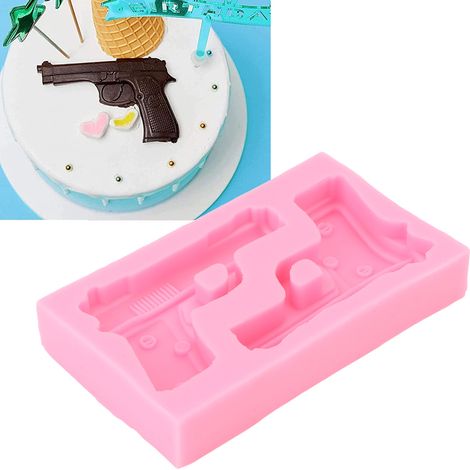 Moule en silicone pour fondant, forme de pistolet, moule à décoration pour gâteau au chocolat, moule de pâtisserie à faire soi-même, rose