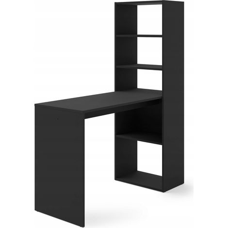 Bureau HARMONIE Table avec étagères pour ordinateur Bureau ménager Noir mat (1/4)