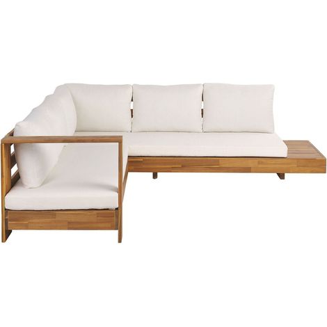 Garden Corner Sofa 5 Seater MARETTIMO Right Hand Certified Acacia Wood Brown (1/5)