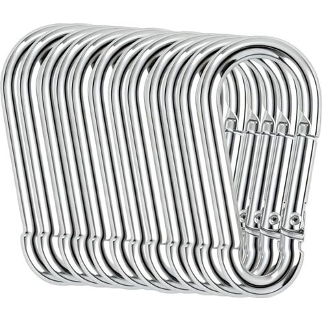 12 Mousquetons en Acier Galvanisé 60 mm, Crochets à Ressort avec Charge Maximale 110 kg, pour Hamac, Balançoire, Sac de Frappe, Porte-clés – Usage Intérieur et Extérieur (1/5)