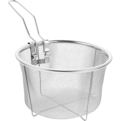 Frittierkorb aus Edelstahl, Küchenfrittierkorb, Pommes-Frites-Korb – 24 x 15 x 9 cm – Silber (1/4)