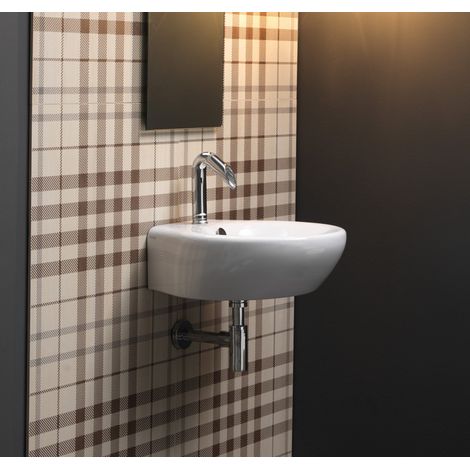 Lavabo Monoforo TOUCH da 95x47xh9,5 cm - Appoggio o Sospeso a Parete in Ceramica Bianco (1/5)