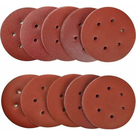 100 dischi abrasivi da 150 mm, dischi abrasivi per levigatura, grane 40/80/120/180/320/600/800/1000/1500/2000, ideali per levigatura/lucidatura/rimozione della ruggine per levigatrice orbitale casuale