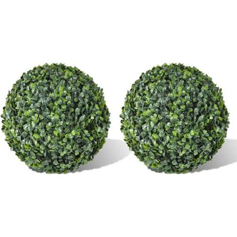 vidaXL Boules de Buis Artificielles Lot de 2, Ø35 cm, Feuillage Synthétique Vert Mixte, Pour Intérieur et Extérieur, 40872 (1/5)