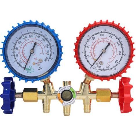 NALOOKAMIC Manomètre climatisation 3 voies professionnel - Compatible R134A/R410A/R404A - Kit complet avec adaptateurs & outils