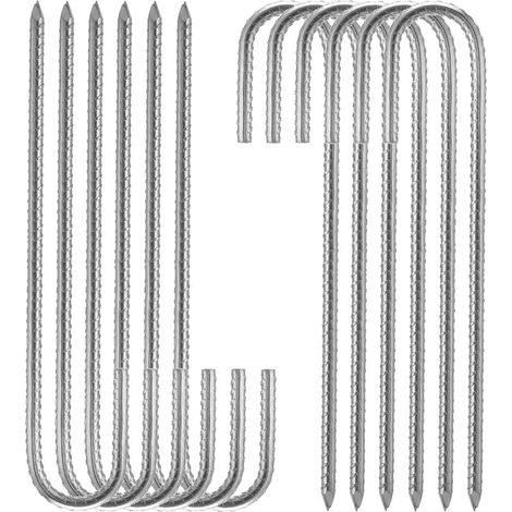 Picchetti per tenda in acciaio zincato, 30 cm, robusti, con ganci a J, adatti per tende da campeggio e verande, confezione da 10, argento -Crezuo