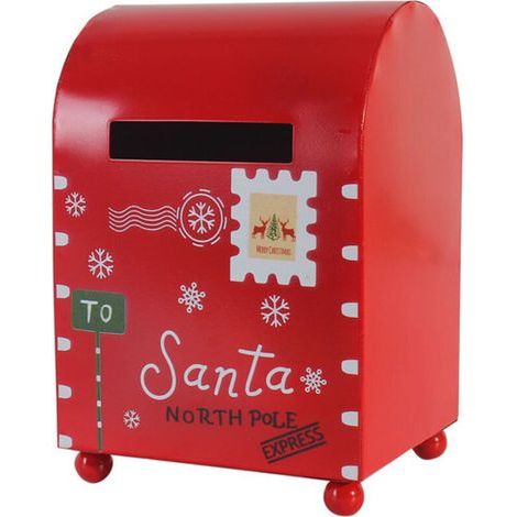 Boîte aux lettres du Père Noël, décoration de Noël, boîte aux lettres en métal de 14 x 20 cm, liste de souhaits de cadeaux pour enfants Arctic Delivery, présentoir de table d'intérieur, décoration de