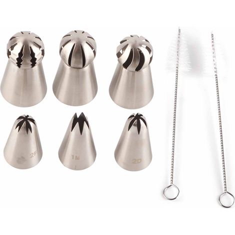 Set mit 6 Edelstahl-Spritztüllen zum Dekorieren von Kuchen und Cupcakes (1/5)