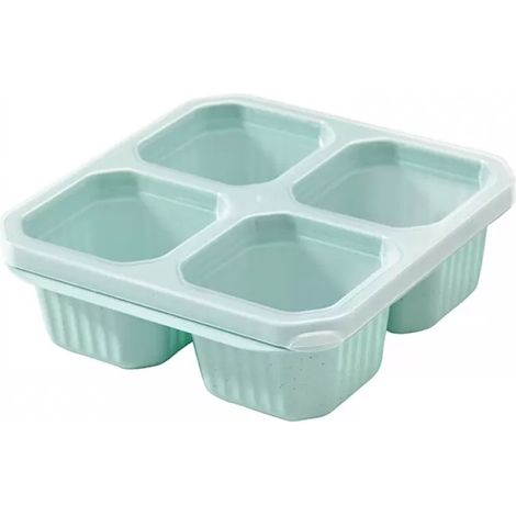 1PC Boîte à snack, 4 compartiments, couvercle transparent, sans BPA, réutilisable, pour travail et voyage, vert (1/5)