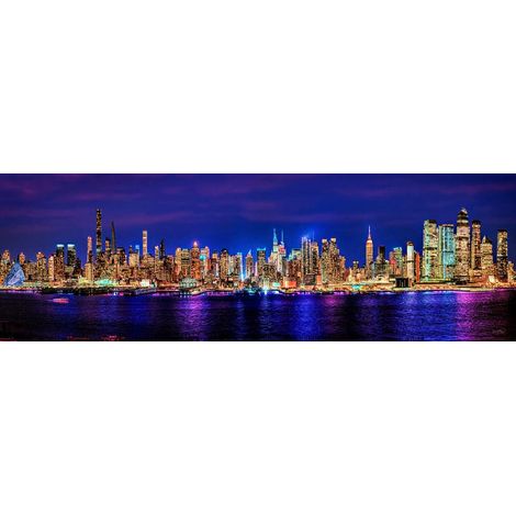 Photo imprimée panoramique de New York City Manhattan Midtown - Sans cadre - Couleur nocturne de New York - 29,8 x 91,4 cm (1/5)
