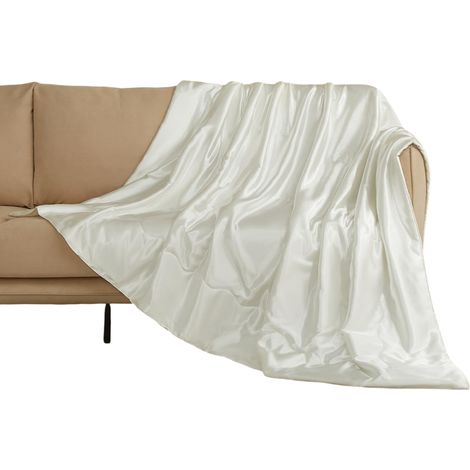Coperta Satin Copriletto Letto Divano 150x200 cm Bianco (1/5)