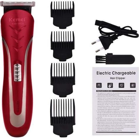 Tondeuse cheveux - Homme - Professionnel électrique Sans Fil - SWAREY - Avec 4 Peigne - Rouge (1/4)
