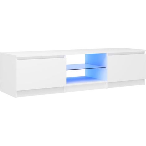Meuble TV avec lumières LED Blanc 140x40x35,5 (1/5)