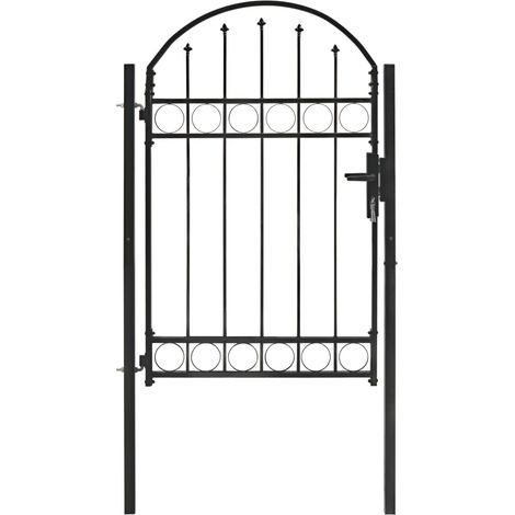 Portail de jardin avec dessus arqué Acier 1 x 1,5 m Noir (1/5)