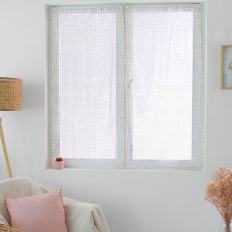 Paire de Voilages "Lolita" 60x120cm Blanc & Rose