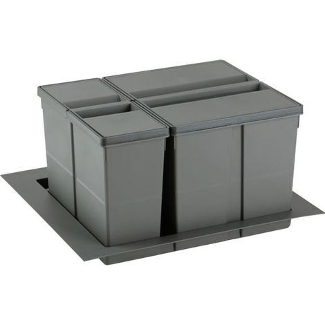 Poubelle tri sélectif 2 compartiments – Contenance 37L – Largeur 600mm – Hauteur 277mm – Décor anthracite – Gollinucci