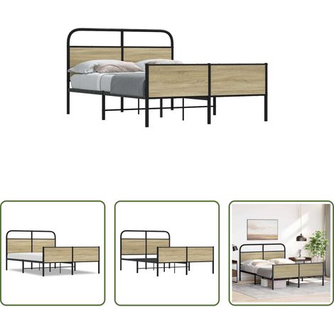 Metallbett -  Bettgestell ohne Matratze 140x200 cm Sonoma-Eiche Holzwerkstoff (1/5)