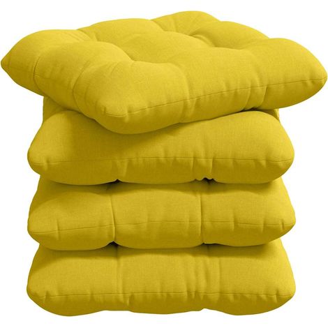 Seat Cushions 4 pcs Light Yellow 40 x 40 x 12 cm Fabric vidaXL