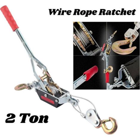 Cabrestante de tracción manual Cocoarm 2T/4T, cabrestante manual de doble engranaje y doble gancho, cabrestante eléctrico portátil, cabrestante de tracción de alta resistencia para remolque (2T) (1/5)