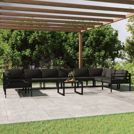 11-tlg. Garten-Lounge-Set mit Kissen Aluminium Anthrazit (1/5)