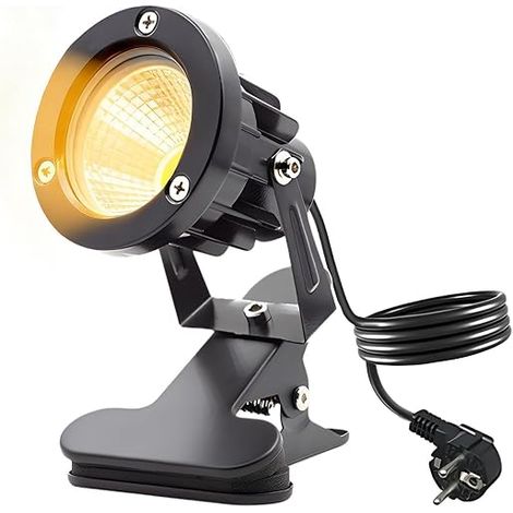LED Clip On Spot Light with Plug and Switch, Garden Lighting with 1.8 m Cable, for Outdoor, Yard, Lawn (Warm White) (1/5)