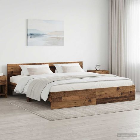 Estructura de cama con cabecero Madera envejecida 200 x 200 cm (1/5)