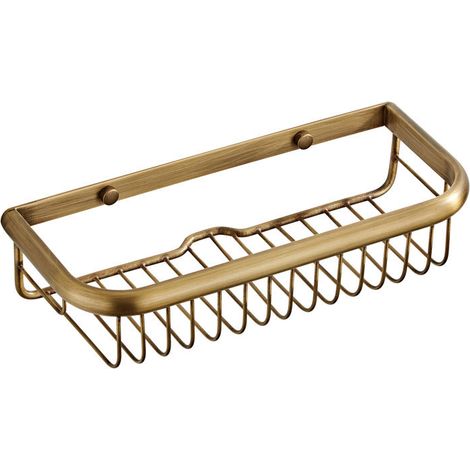 Panier de douche mural rectangulaire rétro antirouille, idéal pour ranger shampoing, après-shampoing et autres produits de salle de bain et de cuisine.