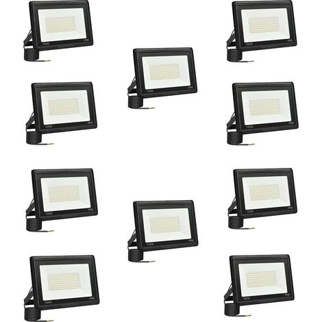 10 Pièces Projecteur Led Extérieur 100W, Spot Led Exterieur 10000LM 6000K Blanc Froid IP66 ImperméAble Projecteur Exterieur Pour Jardin Garage Patio Grange Cour