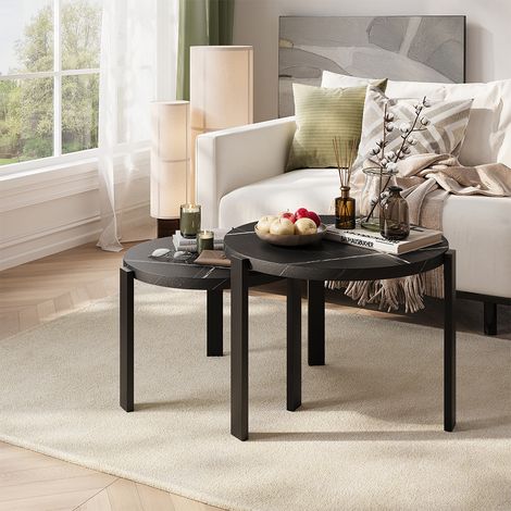 Couchtisch-Set Norin, Schwarzer Marmor/Schwarz, 60 x 60 cm, Vicco (1/5)