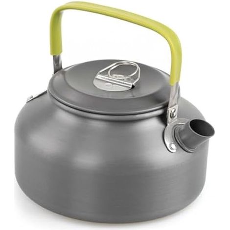1 x Bouilloire de camping, anneau chauffant rapide, bouilloire à thé aluminium anodisé 0,8 L, grise, 156 g, pour randonnée et trekking (1/5)