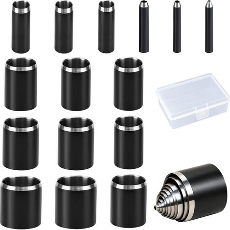 Pack of 25 hollow carbon steel punches from 1 to 25 mm (1/5)