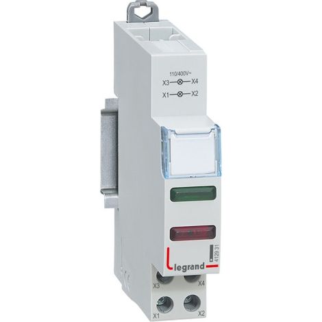 Legrand 412931 Dual Green and Red LED Indicator Light, 110 V to 400 V, 1 CX3 Module
