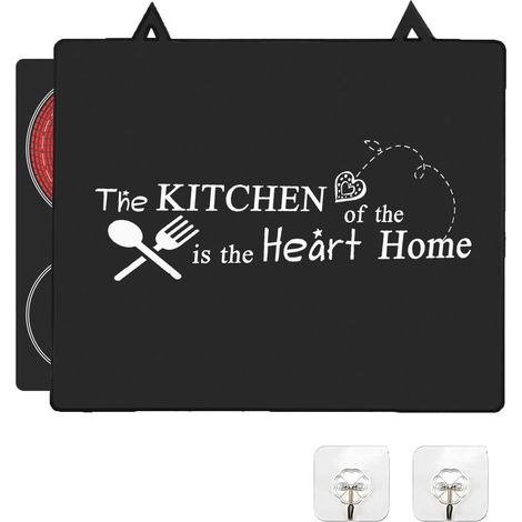 Protège Plaque Induction 62x53 cm, Caoutchouc Naturel Pliant Tapis de Protection Plaque Induction avec 2 Crochets, Couvre Plaque de Cuisson Silicone Anti-Rayures, Résistant à la Chaleur (1/5)