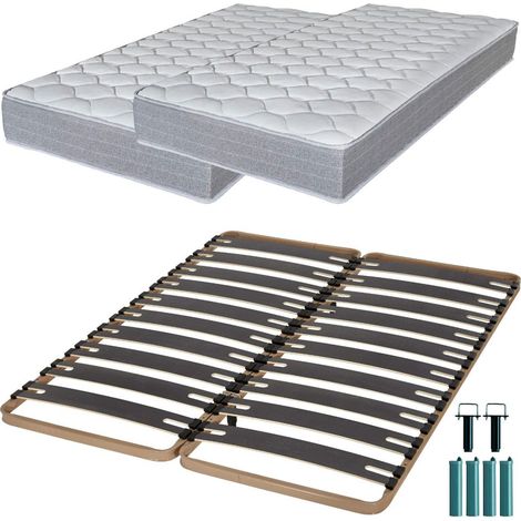 Matelas mousse + Sommier métal C310 2x90x190 Madere - Hauteur 24 cm - Soutien ferme (1/5)