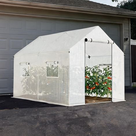 Serre de jardin coloris blanc en acier 300 x 200 x 200 cm (1/5)