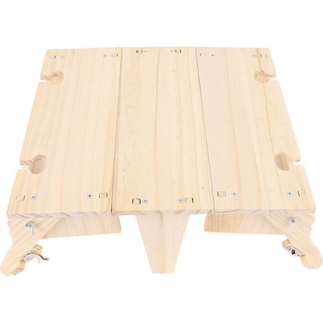 Table panier pique-nique pliante en bois 2 en 1 rétro extérieur transportable avec porte-verre à vin teinte bois (1/5)