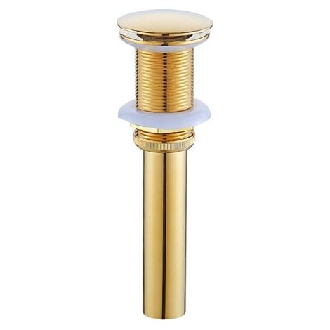 Tuserxln – Bonde de lavabo sans trop-plein – Mécanisme à ressort – Laiton bronzé – Finition élégante – Valve draineur universelle – Couleur or (1/5)